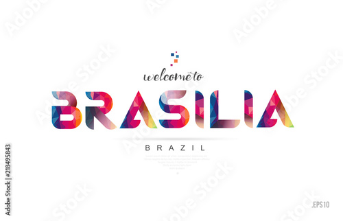 Welcome to brasilia brazil card and letter design typography icon