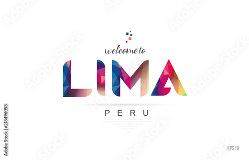 Welcome to lima peru card and letter design typography icon