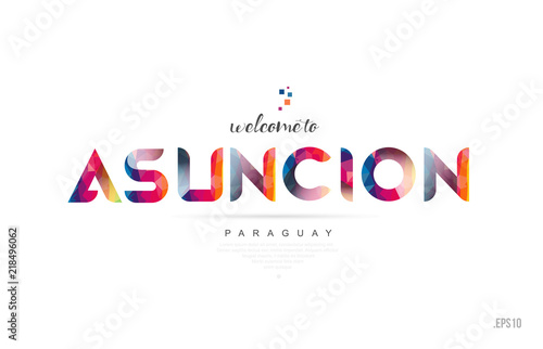 Welcome to asuncion paraguay card and letter design typography icon