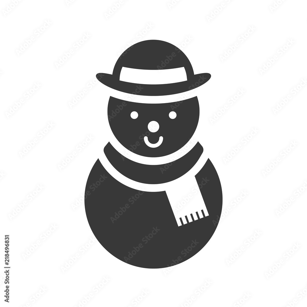 snowman in Christmas and winter theme, glyph style