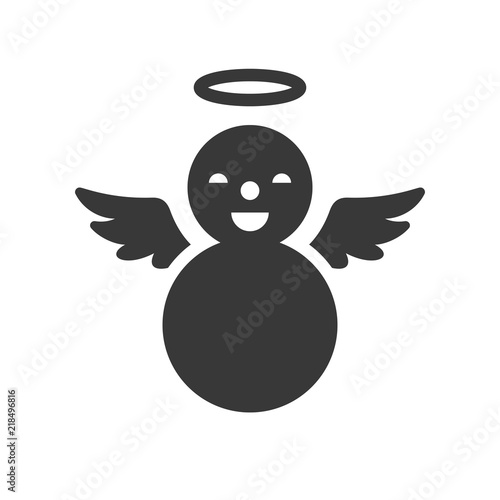 angel snowman in Christmas and winter theme, glyph style