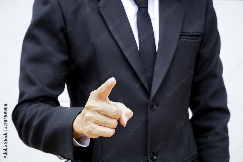Businessmen are pointing on white background Businessmen are pointing on white background