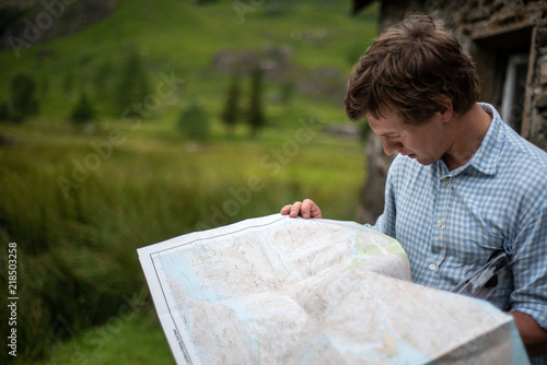 Hiker Reading Map