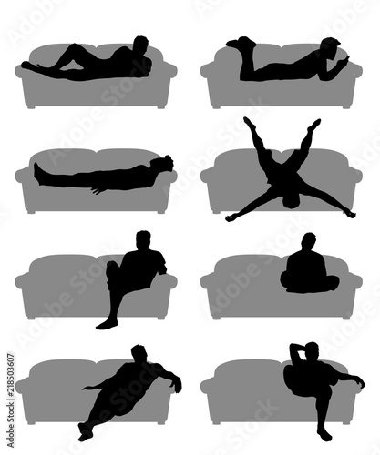 male silhouette on couch set 1