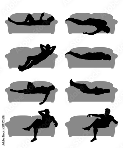 man silhouette on couch set