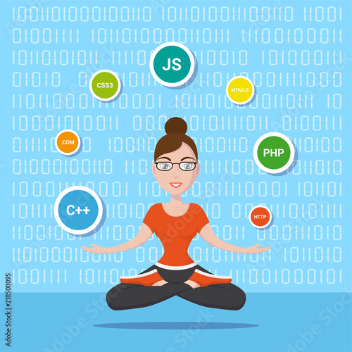 Programmer girl character