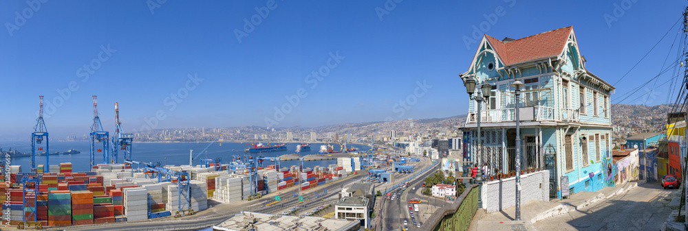 Panoramic of Valparaiso Port, Valparaiso, Chile