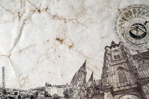 Photography A composition of the main landmark of Prague in the Czech Republic - St