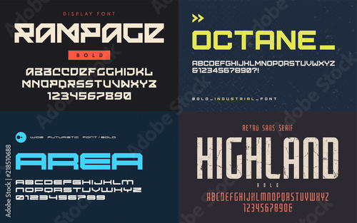 Set of display fonts, typefaces, vector uppercase letters and nu