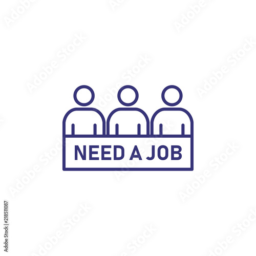 Need job line icon. Unemployed  group  people  banner. Unemployment concept. Can be used for topics like work search  occupation  career  human resource