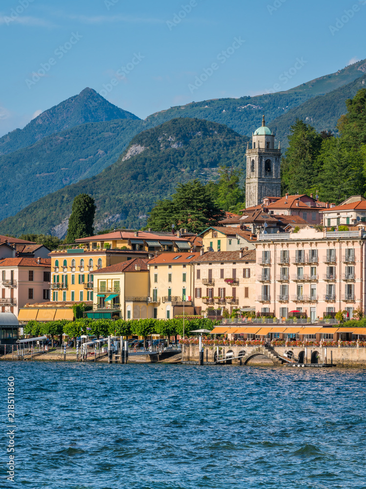 Bellagio waterfront on a sunny summer day, Lake Como, Lombardy, Italy.