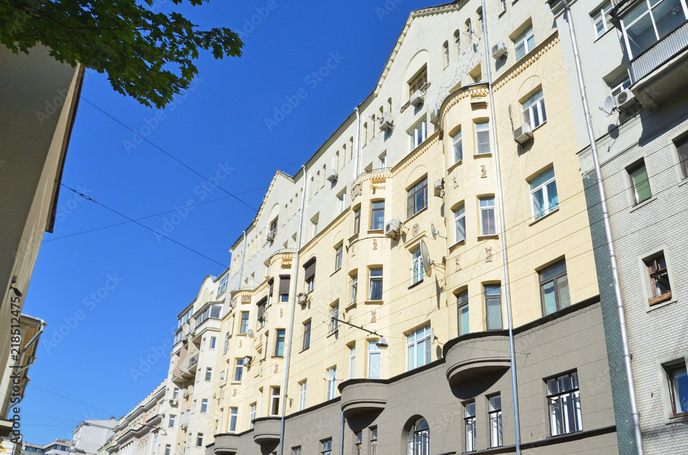  Russia.  House № 11-13 - apartment house of S. E. Shugaev (1912, arch. I. G. Kondratenko) in Yakovoapostolsky lane in Moscow