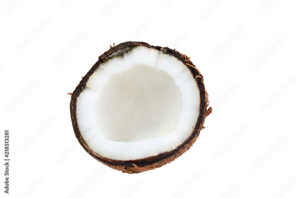 Coconut isolated on white background. Space for text or design. Coconut isolated on white background. Space for text or design.