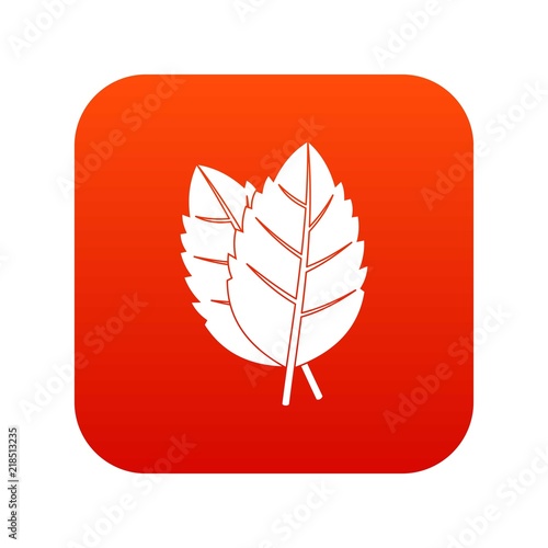 Two basil leaves icon digital red for any design isolated on white vector illustration