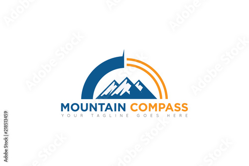 mountain compass logo, icon, symbol, ilustration design template