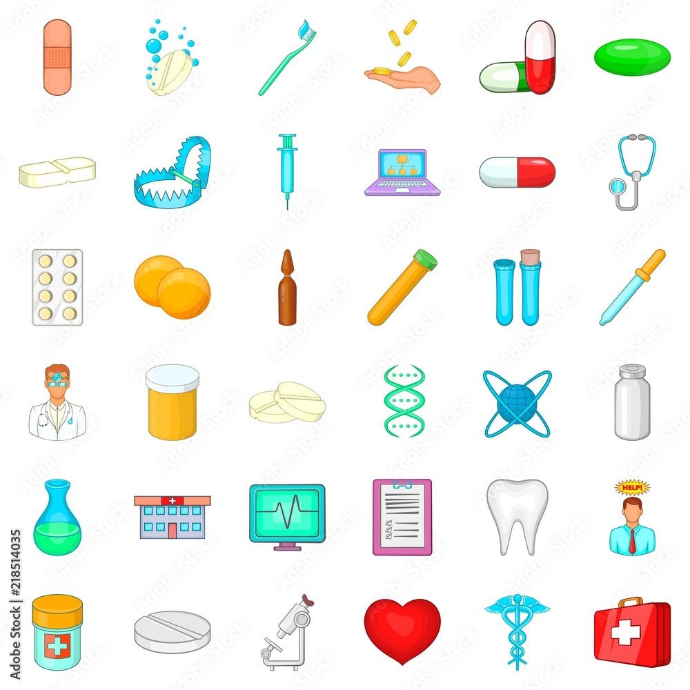 Medicine icons set. Cartoon style of 36 medicine vector icons for web isolated on white background Medicine icons set. Cartoon style of 36 medicine vector icons for web isolated on white background