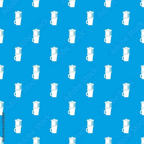 Mug for coffee pattern repeat seamless in blue color for any design. Vector geometric illustration