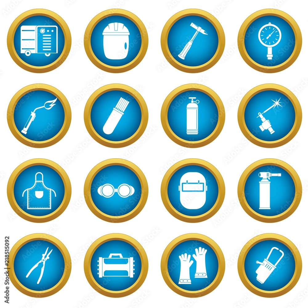 Welding icons blue circle set isolated on white for digital marketing Welding icons blue circle set isolated on white for digital marketing