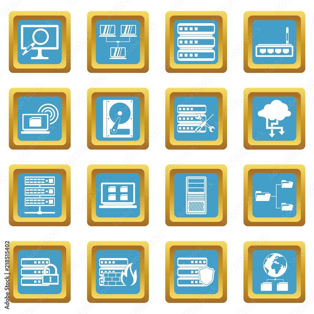 Big data icons set in azur color isolated vector illustration for web and any design Big data icons set in azur color isolated vector illustration for web and any design