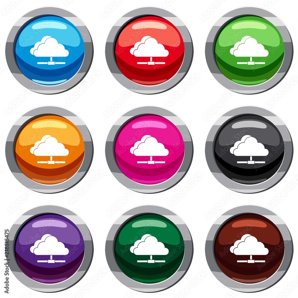 Cloud computing connection set icon isolated on white. 9 icon collection vector illustration Cloud computing connection set icon isolated on white. 9 icon collection vector illustration