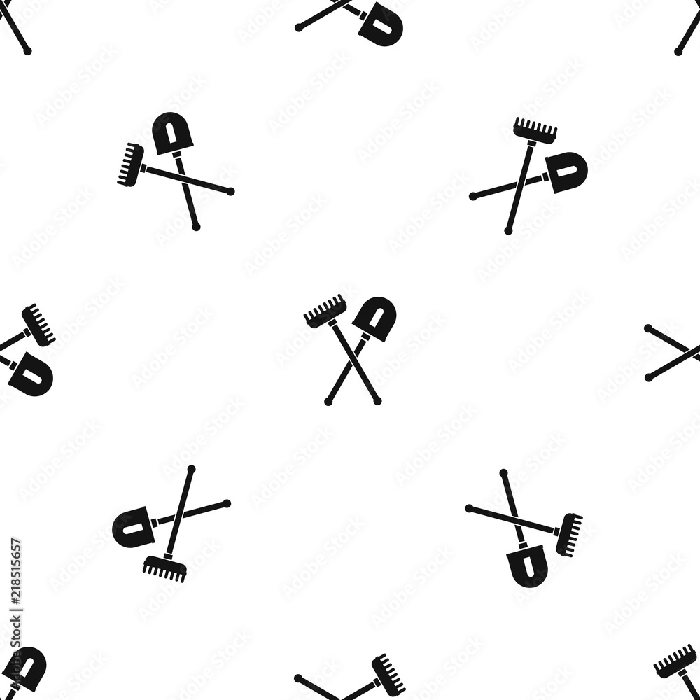 Shovel and rake pattern repeat seamless in black color for any design. Vector geometric illustration Shovel and rake pattern repeat seamless in black color for any design. Vector geometric illustration