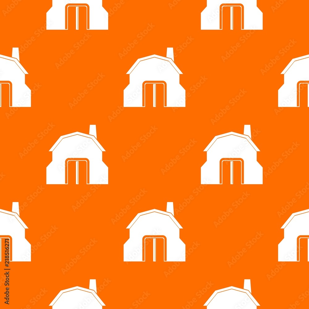 Blacksmith workshop building pattern repeat seamless in orange color for any design. Vector geometric illustration
