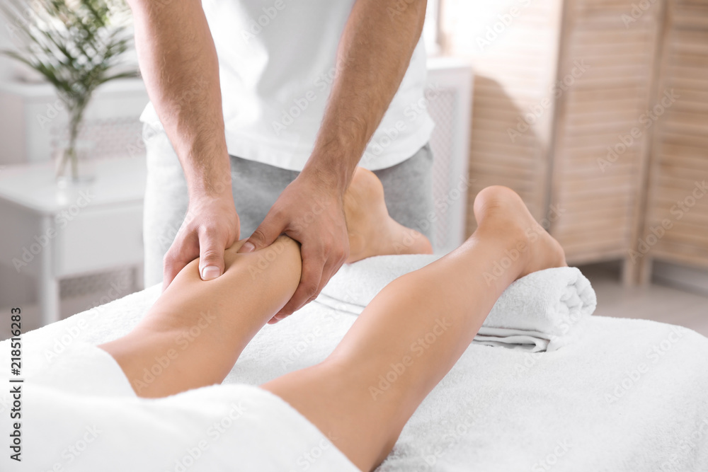 Young woman receiving massage in salon, closeup Young woman receiving massage in salon, closeup