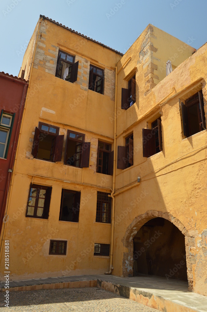 Old Fortress Turned Into Precious Houses In The Port Of Chania. History Architecture Travel. July 6, 2018. Chania, Crete Island. Greece.