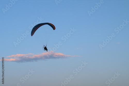 motorized paraglider,sky,cloud,fun,fly,paraglider,sport,blue,air,wind,freedom,adventure