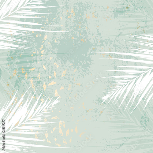 Autumn abstract foliage rose gold blush background. Chic trendy print with bo...