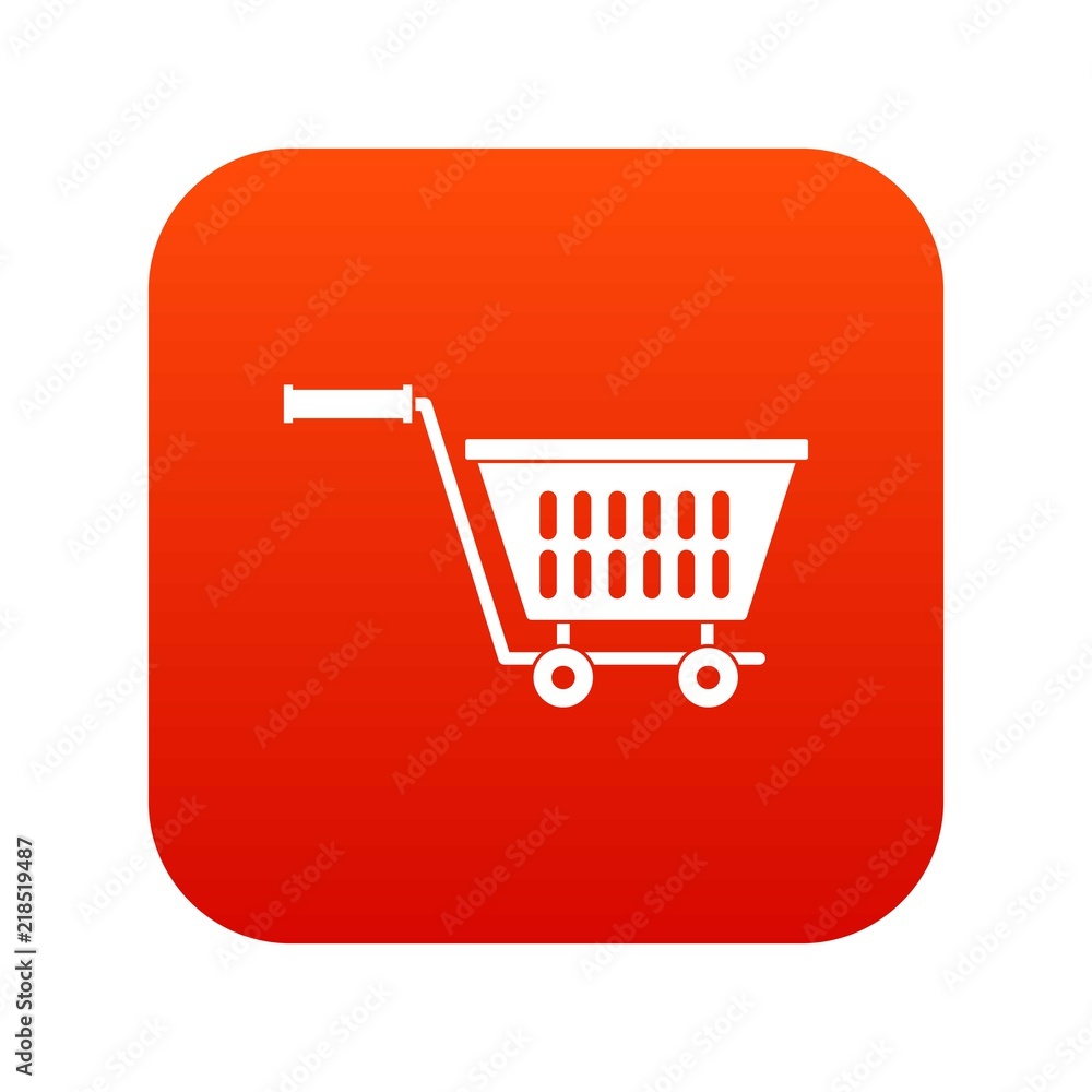 Plastic shopping trolley icon digital red for any design isolated on white vector illustration Plastic shopping trolley icon digital red for any design isolated on white vector illustration