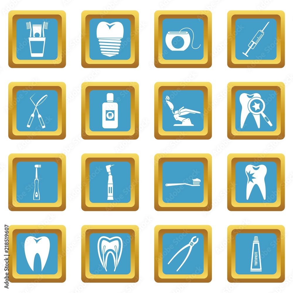 Dental care icons set in azur color isolated vector illustration for web and any design Dental care icons set in azur color isolated vector illustration for web and any design