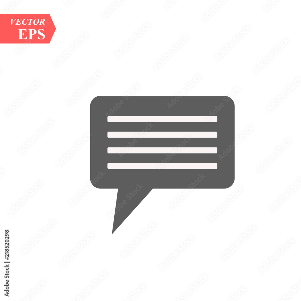 Chat Bubble, Dialog Box Isolated Flat Web Mobile Icon, Vector Sign Symbol Button Element Silhouette Chat Bubble, Dialog Box Isolated Flat Web Mobile Icon, Vector Sign Symbol Button Element Silhouette