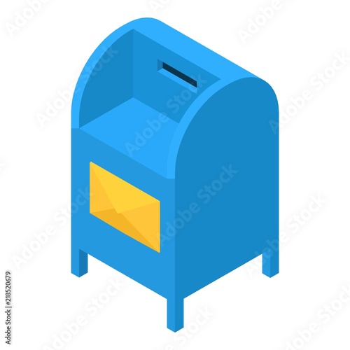 Blue mailbox icon. Isometric illustration of blue mailbox vector icon for web