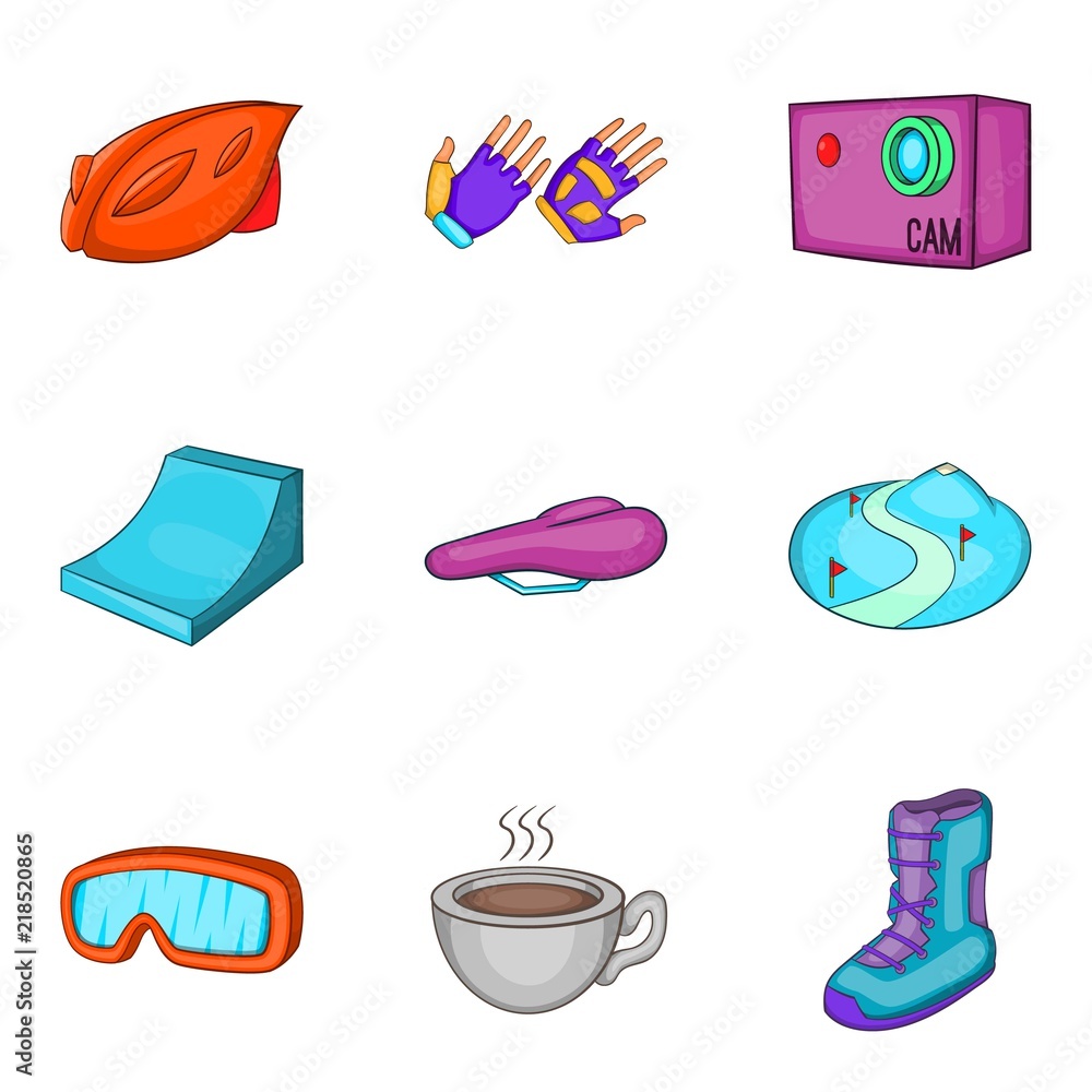 Slalom icons set. Cartoon set of 9 slalom vector icons for web isolated on white background