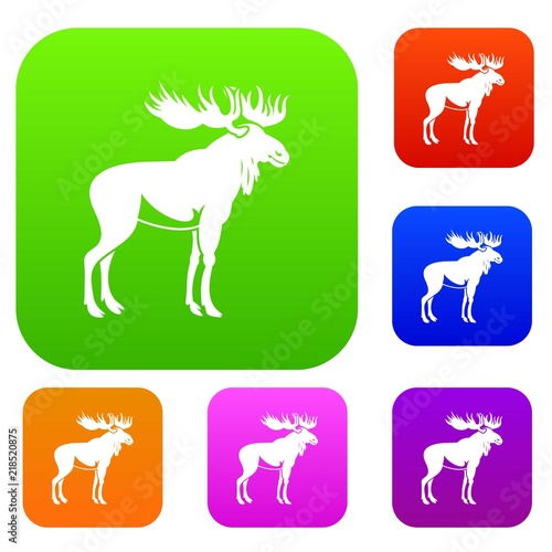 Moose set icon in different colors isolated vector illustration. Premium collection