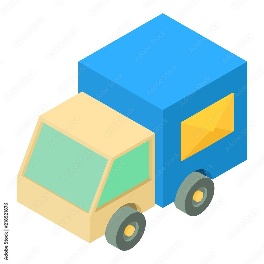 Post truck icon. Isometric illustration of post truck vector icon for web Post truck icon. Isometric illustration of post truck vector icon for web