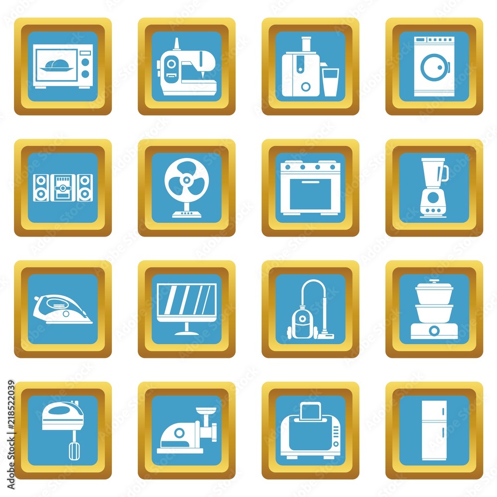 Household appliances icons set in azur color isolated vector illustration for web and any design Household appliances icons set in azur color isolated vector illustration for web and any design