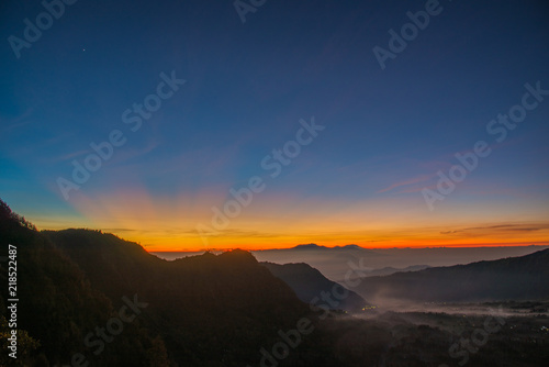 Sunrise at Mount Bromo (Gunung Bromo) and Lawang village 