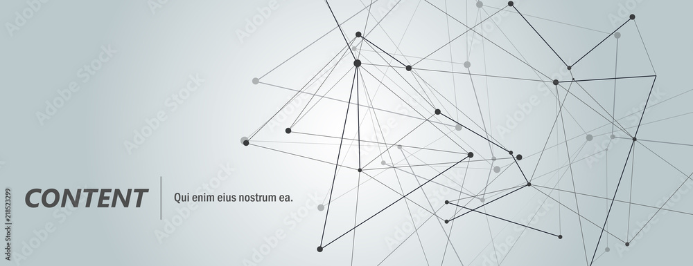 Chemistry, medicine, science and technology geometric abstract background. Molecular connected lines with dots. Polygonal futuristic structure on horizontal illustration