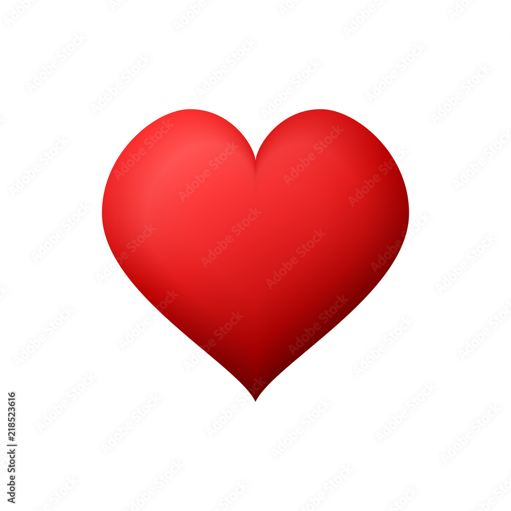Red heart isolated on white background. Vector illustration.