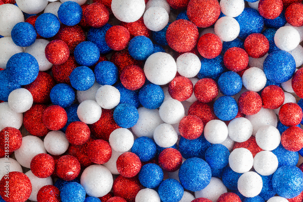 Red white and blue decorative glitter balls Red white and blue decorative glitter balls