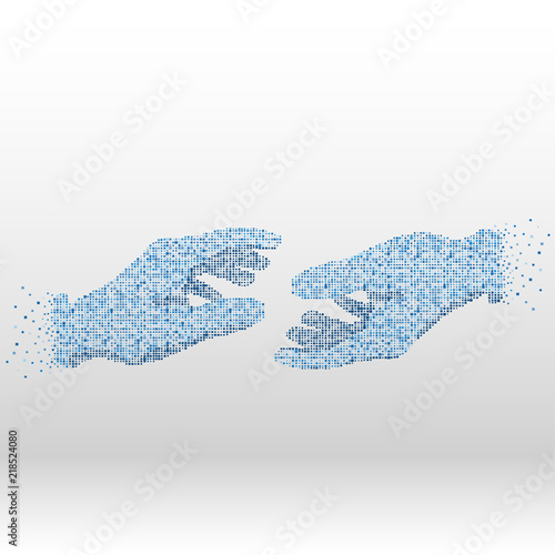 Abstract image of businessman hands shake, Sort of blue dots. Vector illustration design.