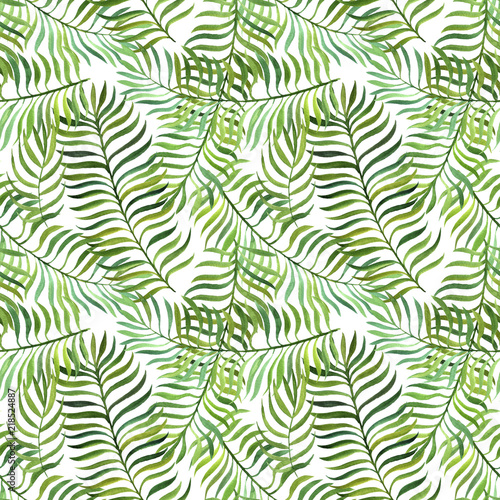seamless pattern with watercolor fern leaves