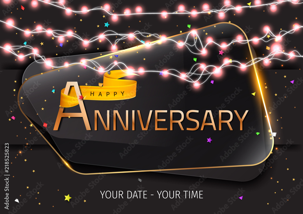 Happy Anniversary greeting card vector design. Stock Vector | Adobe Stock