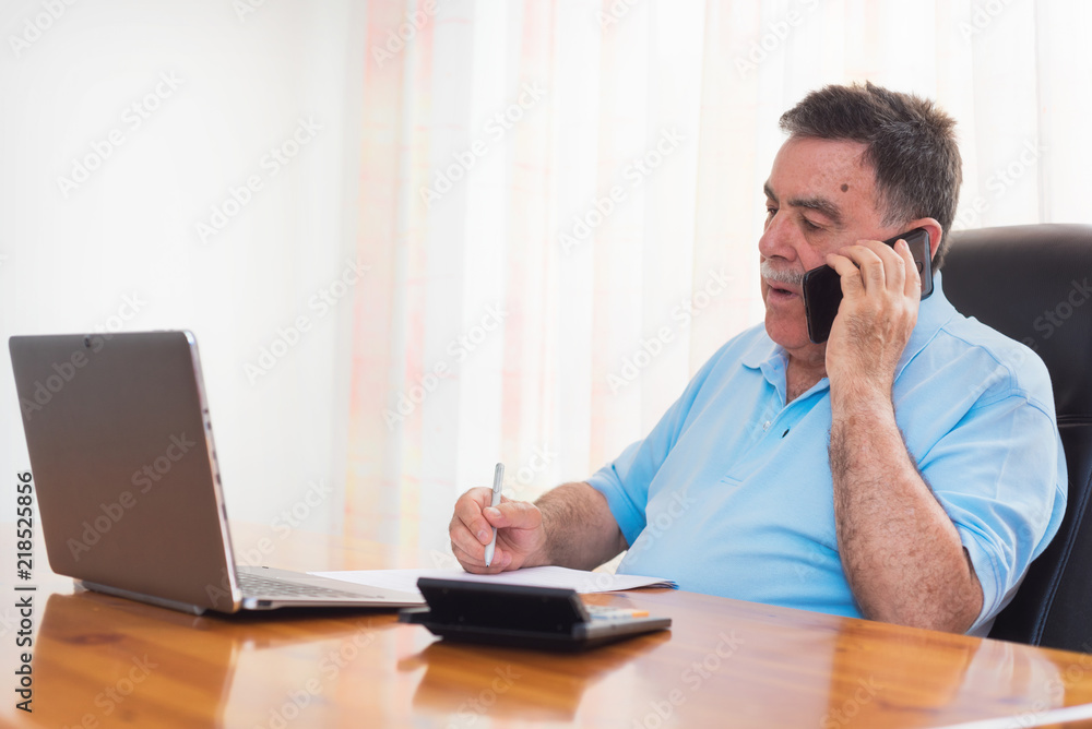 Man doing his accounting, financial adviser. Man doing his accounting, financial adviser.