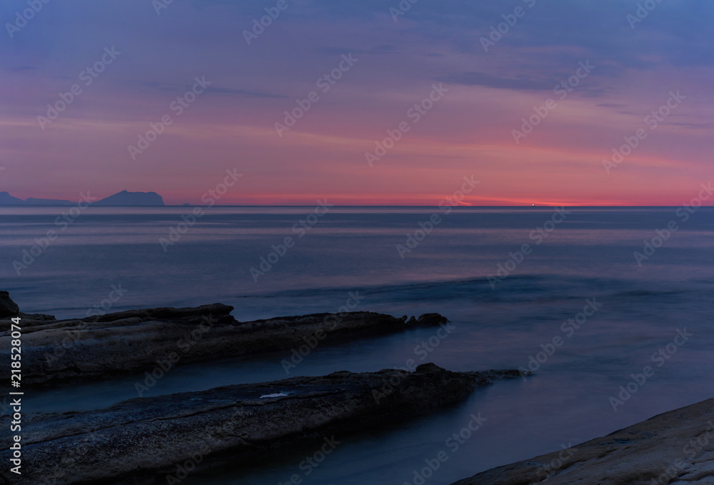 Mediterranean Sea at sunrise. Costa Blanca. Spain