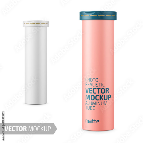 Round matte aluminum tube with sample design.