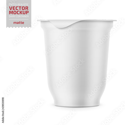 White yogurt pot with foil cover mockup.