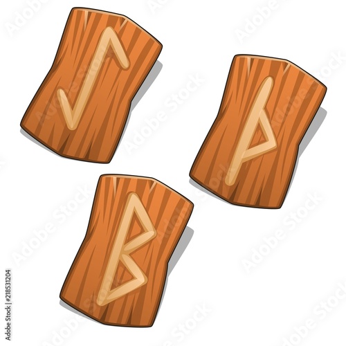 The set of symbols of Germanic and Scandinavian runic alphabets isolated on white background. Vector cartoon close-up illustration.